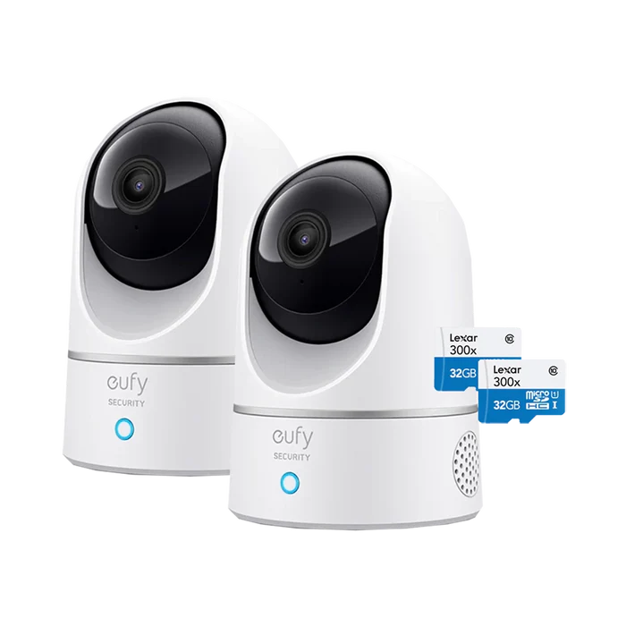 Eufy Security eufy Indoor Cam - 2K with Pan and Tilt (Twin Pack Bundle)